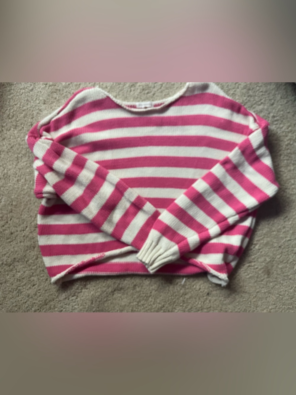 Blu Pepper Pink and White Striped Scoopneck Sweater